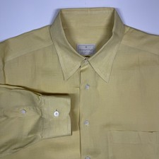 Ermenegildo Zegna Soft 100 Linen Dress Shirt Yellow Luxury Italian Mens 41 16 L