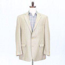 Chaps 46L Beige Sport Coat Blazer Jacket Solid 2-Button Polyester
