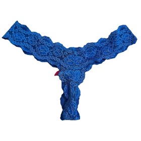 Victoria's Secret Sexy Little Things Blue Lace Thong Silver Bows 2007 Y2K