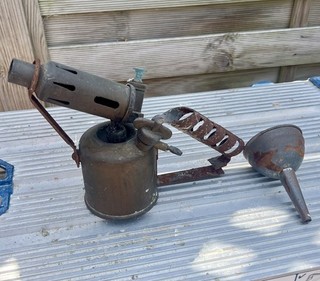 Vintage Original No 132 Brass Monitor Blow Lamp & fill funnel Display use only