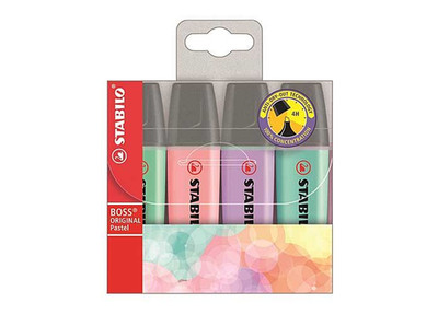 STABILO BOSS Textmarker, pastell, 4er-Etui