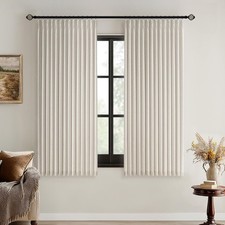 MIULEE Beige Pinch Pleated 100 Blackout Linen 40"W x 63"L Pack of 2 ,