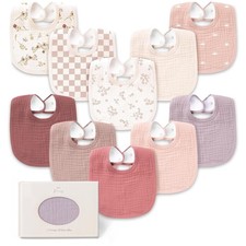 10 PCS Muslin Baby Bibs Soft Cotton Bandana Drooling Teething Unisex Solid