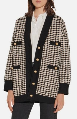 Sandro Dane Women's Beige Oversized Houndstooth Cardigan Size 2