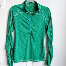 Athleta Quarter Zip Pullover Size S Green Running Yoga Performance Activewear
