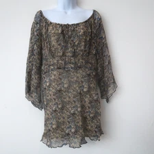 Avenue Silk Blouse Size 14 / 16 Floral Boho Floral Peasant Whimsical Babydoll to