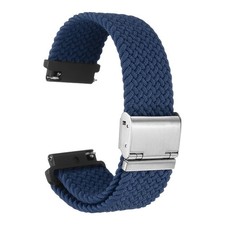 18mm Nylon Braided Watch Bands with Stainless Steel Buckle, Dark Blue