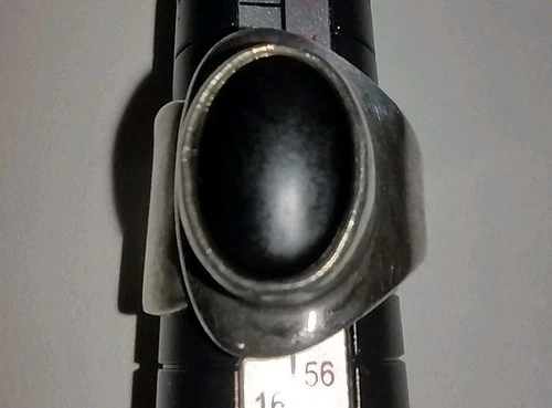 Vintage Mexico 925 Sterling Silver Black Onyx Ring Oval Signed Band 5.3mm 11.2g