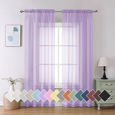 Light Purple Sheer Curtain Panels Pair Sold 84 Inch Length, Light Filtering W...