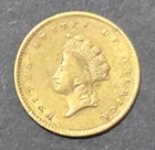1855 $1 Gold, Indian Princess, Small Head, VF