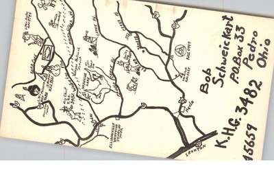 Hand Drawn Ohio River Map Postcard