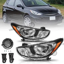 Headlights Set For 2012 2013 2014 Hyundai Accent Headlamps Left and Right Side