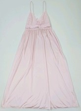 Vtg 70s Gilead Satin Nightgown Sz M Pink Lace Feminine Delicate Lingerie Pastel