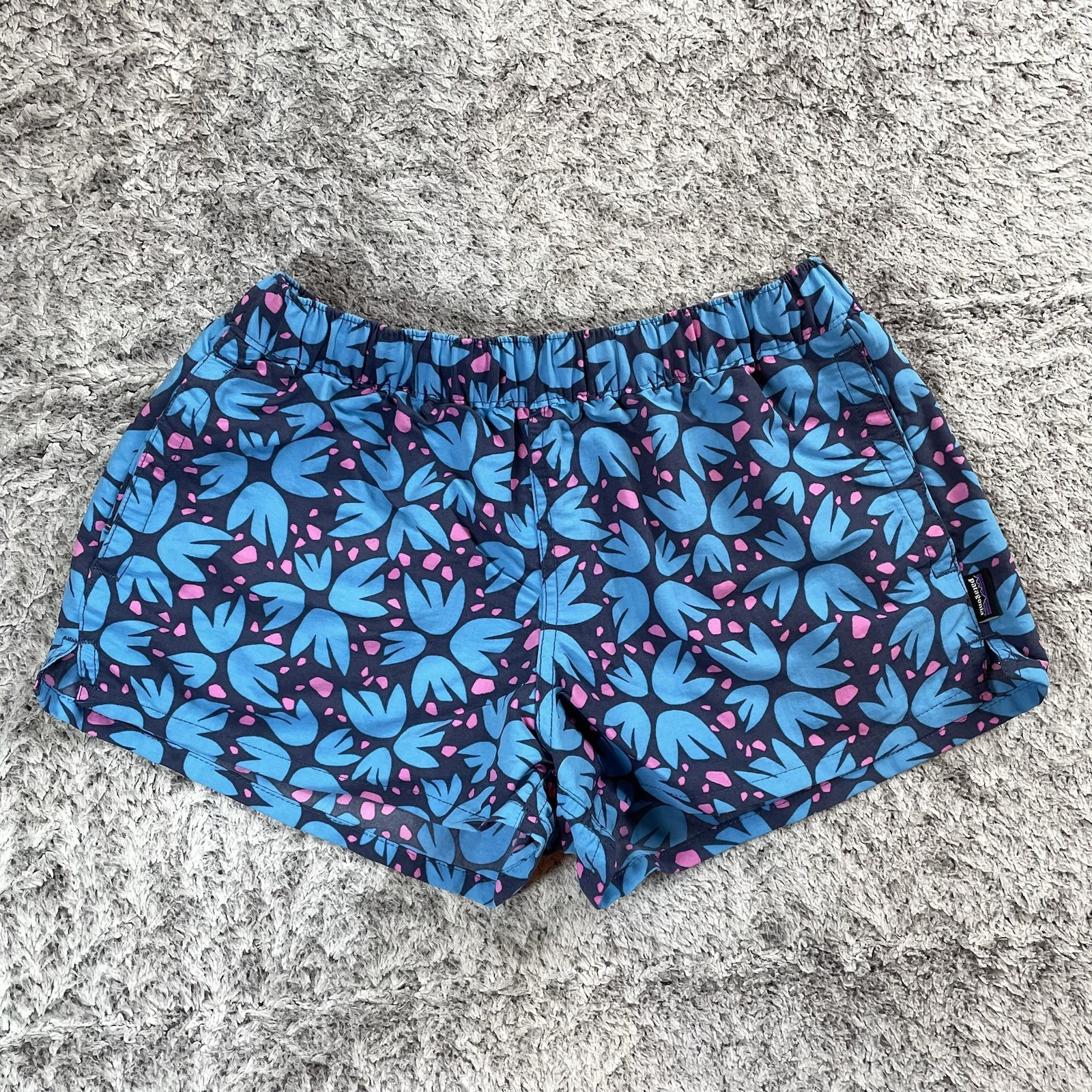 Patagonia Baggies Shorts Womens XS Blue Barely Pollen Confetti Dolomite