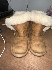 Toddler Girls Tan Faux Suede Fur Boots Size 7C