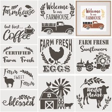 10 Pieces Reusable Farmhouse Stencils Farm Theme Painting for...