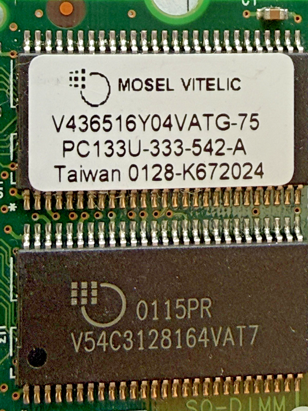 0128 R Mosel Vitelic v436516y04vatg-75 pc133u-333-542-a taiwan 0128-k672024 so ...