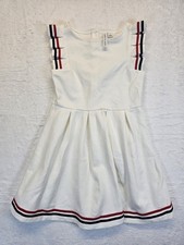 Janie And Jack White With Red Blue Stripes Pleated Ponte Dress Size 7