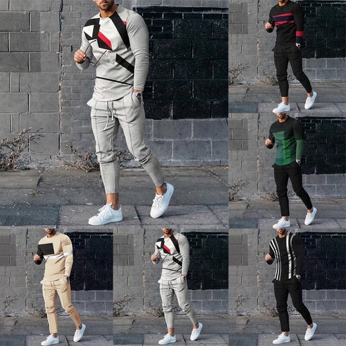 Mens Tracksuits Outfit Sweat Suit Casual Jogging Suits Athletic-2 Piece Set - Picture 11 of 25