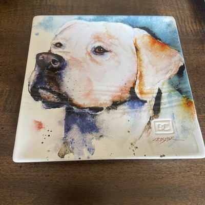 Dean Crouser Watercolor Plate Yellow Lab Dog 7 Inch Plate