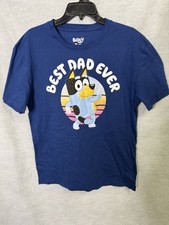 Bluey “Best Dad Ever” Men’s NWOT Blue Printed Tee Short Sleeve Size Large