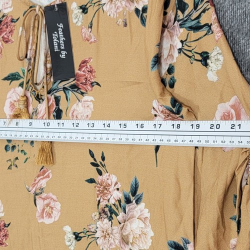 Feathers by Tolani Anthropologie Dress Womens Medium Mustard Floral Cottagecore - Picture 6 of 12