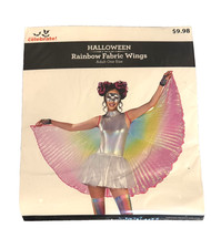Multicolor Rainbow Fabric Wings Butterfly Fairy Halloween Party Costume Adult