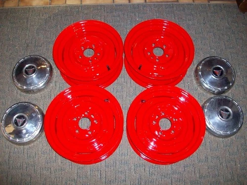 1963-1966 Dodge Dart Plymouth Barracuda 13x4.5" Steel Wheels & Hubcaps 1964 1965