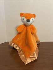 Baby Color Fox Blanket Lovey Plush Head Arms Tail Satin Blanket Border
