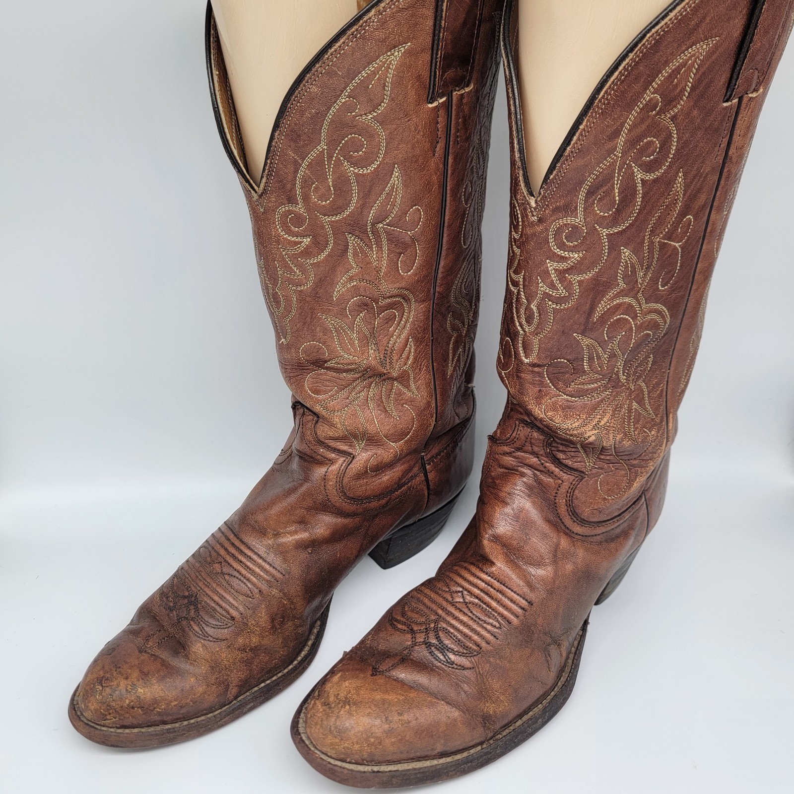 Justin Men’s Brown Leather Western Cowboy Boots Size US 8 D Style 1652