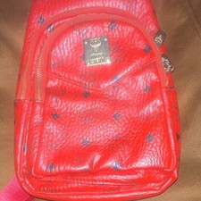 MCM Red Leather Crossbody Bag