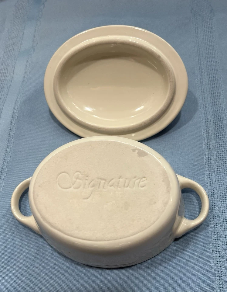 "Mini cazuela de gres de granja exclusiva con tapa crema 6,5"" casa rústica" Foto 3 de 3