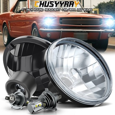 For Ford Mustang 1965-1973 7'' inch Round LED Headlights HI/LO BEAM H4 BULBS