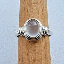 925 STERLING SILVER WHITE 9x7 mm. OVAL MOONSTONE RING SIZE 7.25 AT