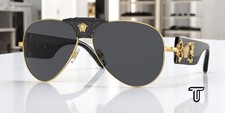 VERSACE VE2150Q 100287 Gold Gray 62 mm Men's Sunglasses
