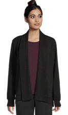 Pact Airplane Wrap Cardigan Black Organic Cotton Women's Medium Pockets Layering