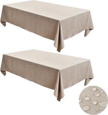 2 Pack Faux Linen Rectangle Tablecloths: Waterproof Stain Resistant Wrinkle