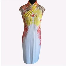 Calvin Klein Floral Sheath Dress Gold Bar Detail Office Career Cocktail Size S