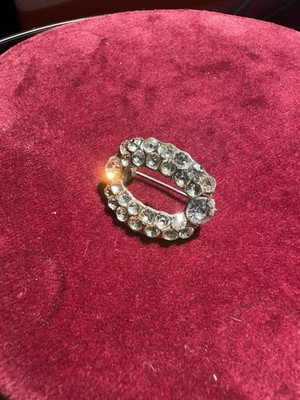 AJC 1950 S VINTAGE MID CENTURY SIGNED DESIGNER OVAL DIAMANTÉ PIN