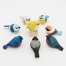 Carving Small Bird Ornament Painting Wooden Bird Figurine For Tabletop Ornament