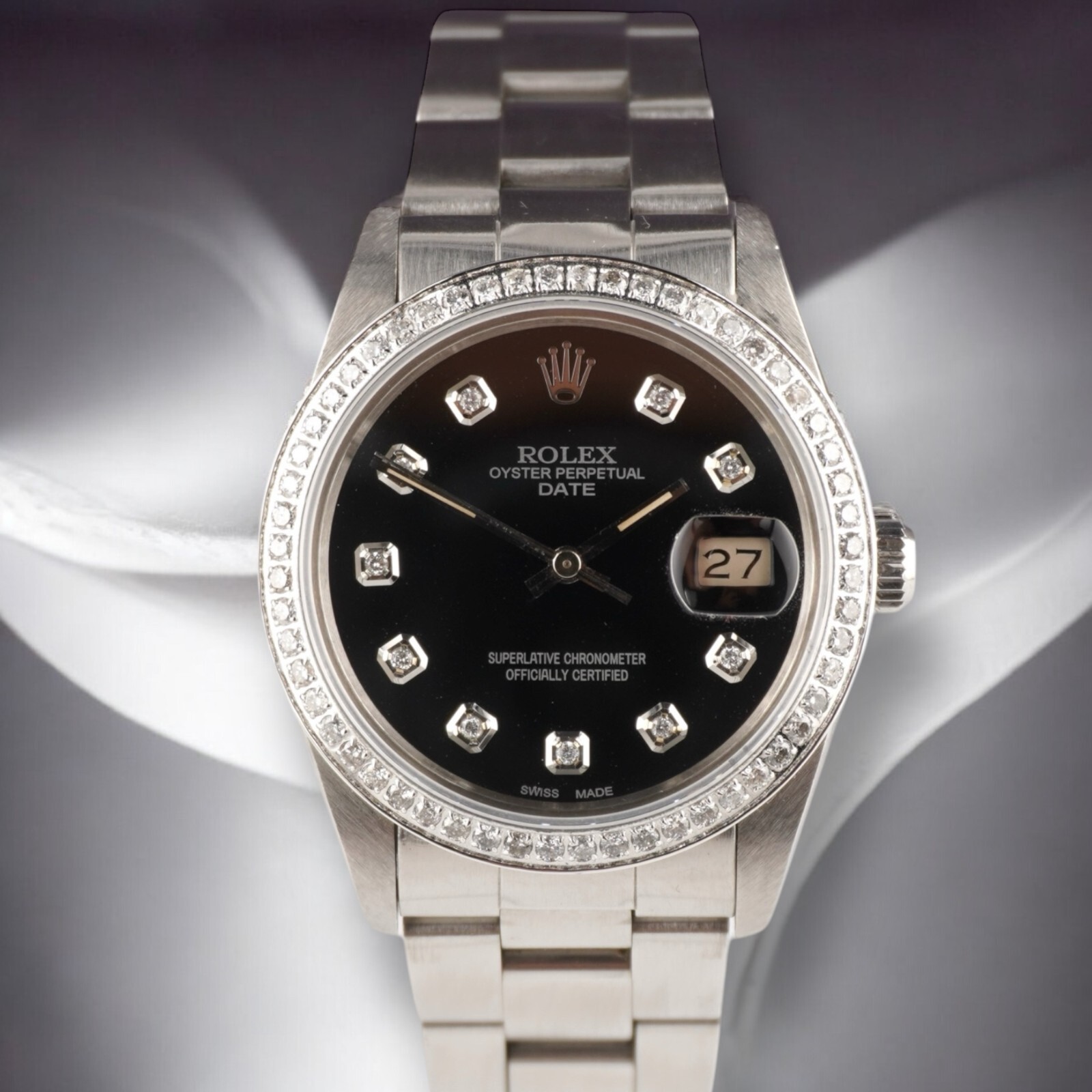 Rolex Date 1ct Black Steel Oyster