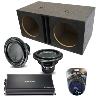 Harmony Audio HA-ML122 Loaded Dual 12'' Sub 6000W Vented SPL Sub Box & CXA1800.1