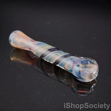 4" Gold Dichroic One Hitter Tobacco Smoking Glass Pipe One Hit Glass Pipe - P732