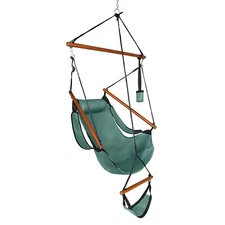 US Green Hammock Chair Swing Seat Porch Indoor Outdoor Hanging w/ Wood Stretcher