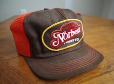 Vintage 80's Norbest Turkeys K Brand Brown Orange Mesh Trucker USA Snapback EUC