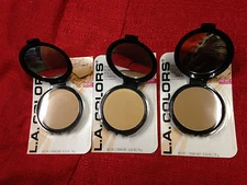 LA L.A. Colors Pressed Face Powder Tan Nude or Beige w/ Puff Applicator Compact