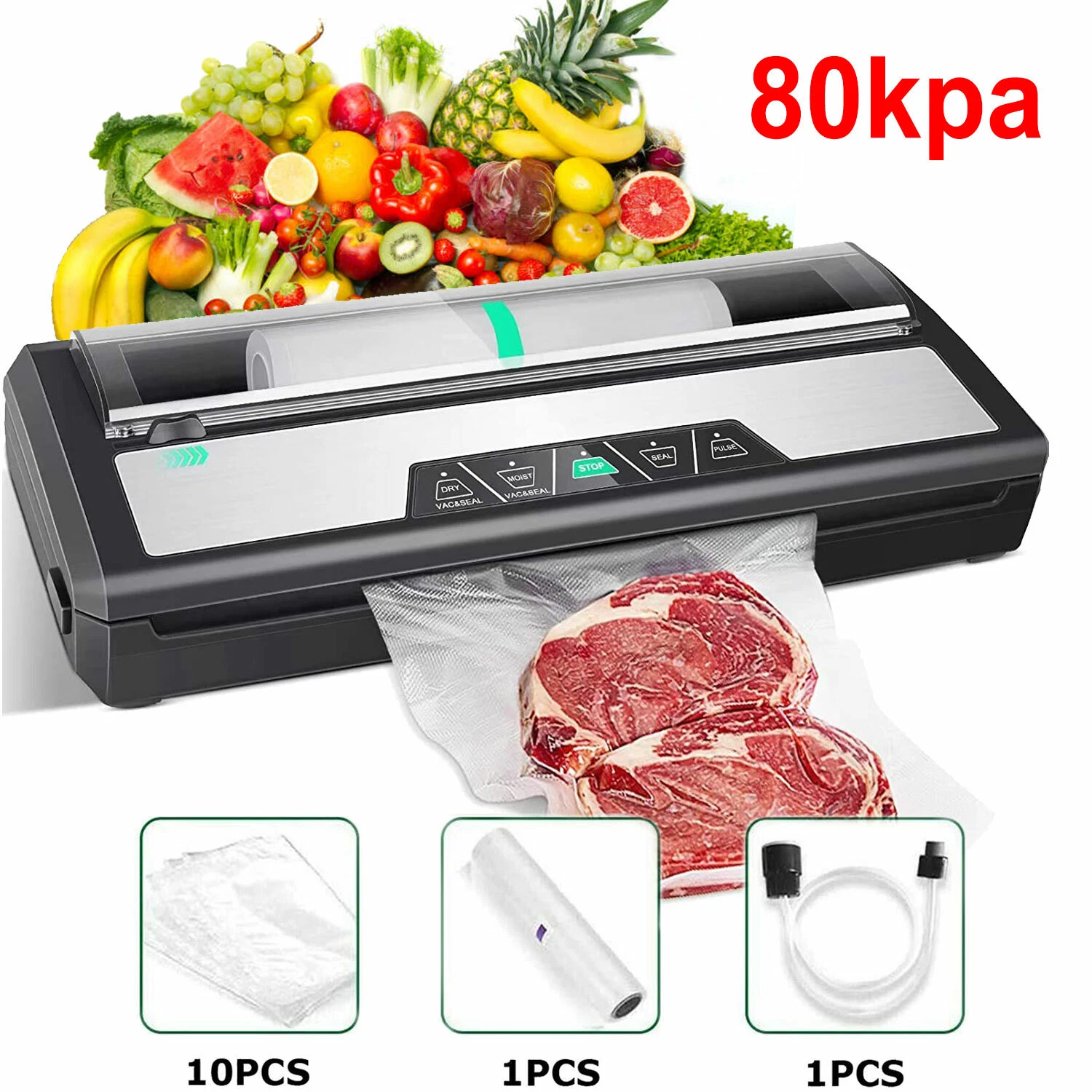 80Kpa Commercial Vacuum Sealer Machine Seal Meal Food Saver +20*200cm Roll Bags
Opens in a new windo