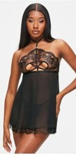 Image of Ann Summers Orion Black Babydoll + Thong Medium 12 14