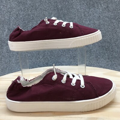 Madden Girl Sneaker Women Red Marisa Round Toe Lace Up Casual Comfort  Canvas