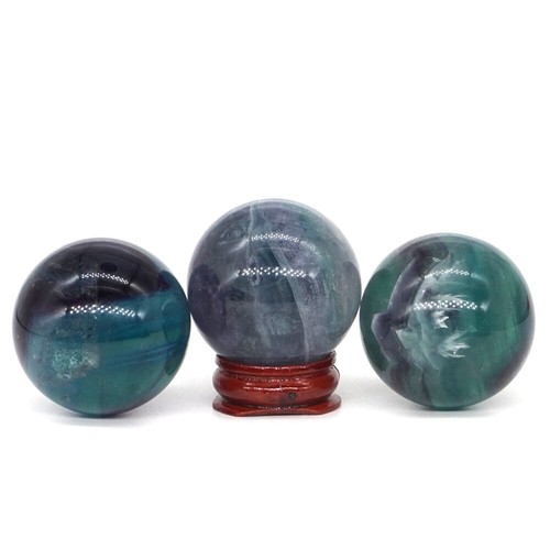 40MM Natural Gemstone Fluorite Crystal Reiki Healing Sphere Quartz Ball (1pcs) - Picture 2 of 5